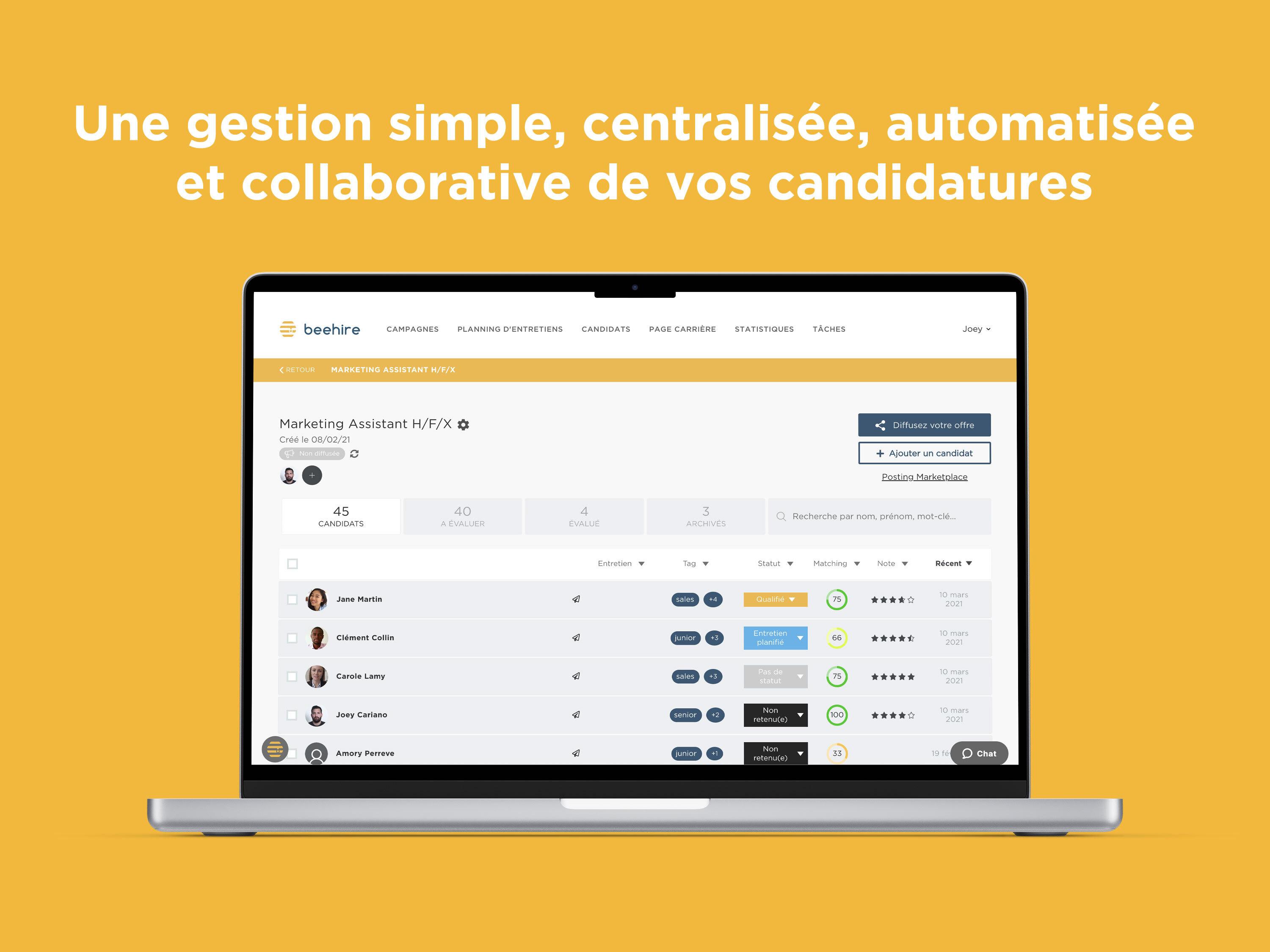 Beehire - Une gestion simple, centralisée, automatisée et collaborative de vos candidatures