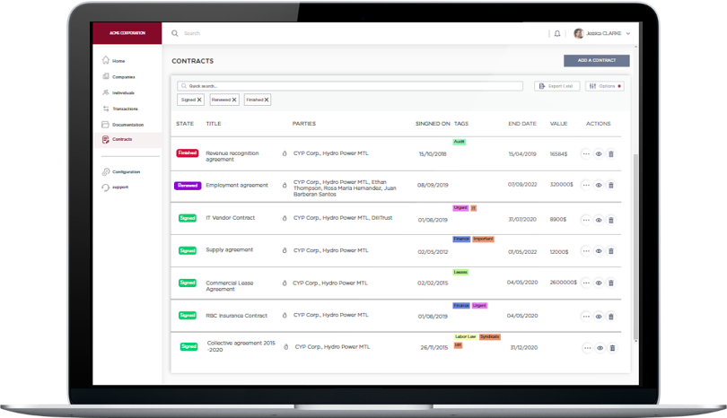 DiliTrust Governance - Digital storage and management of your contracts and leases and and all related attachments for controlled CLM