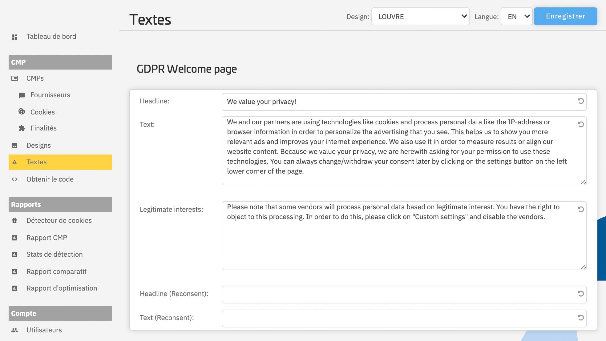 consentmanager - Des textes par défaut personnalisables fournis dans plus de 30 langues