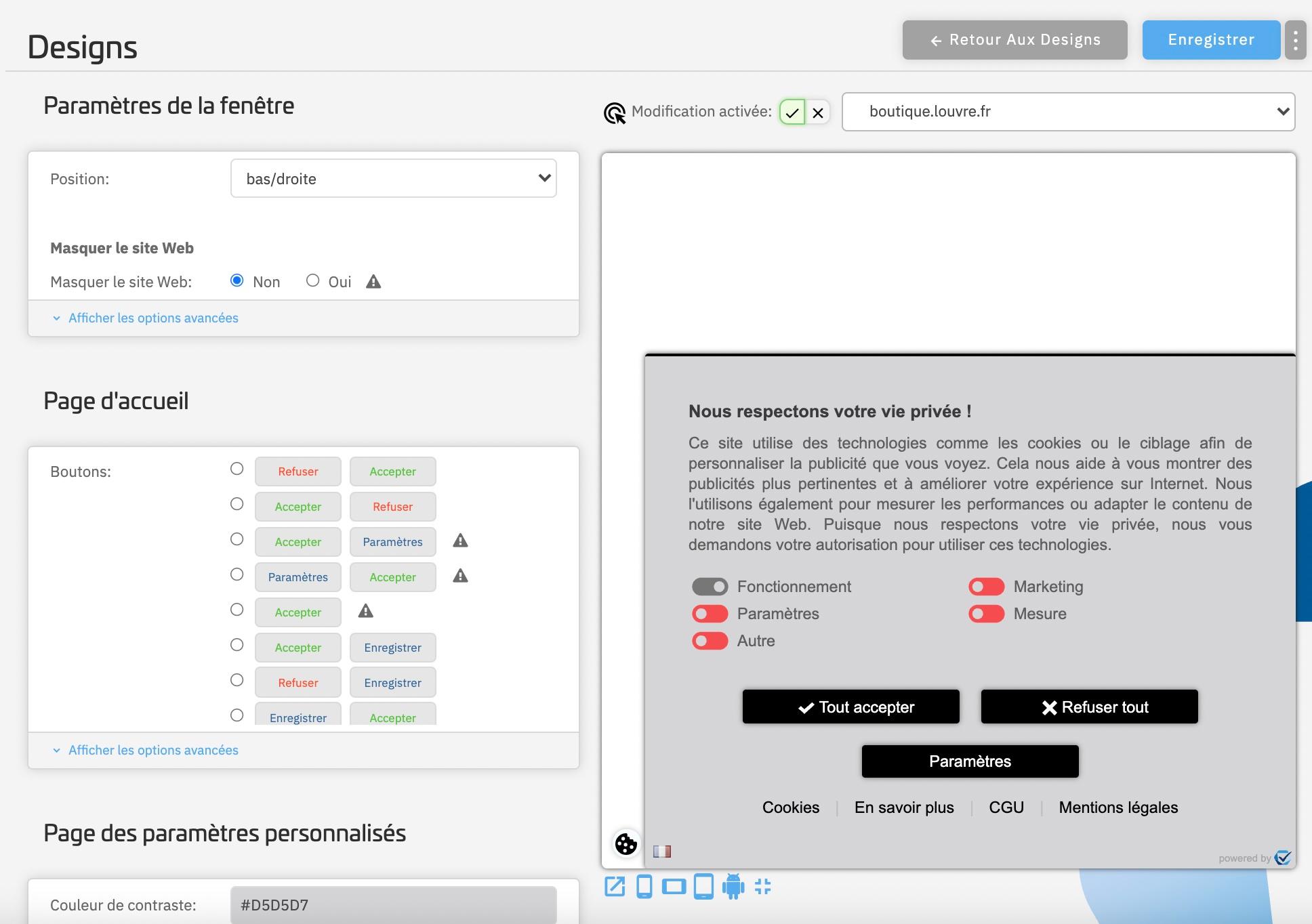 consentmanager - Design entièrement personnalisable sans programmation