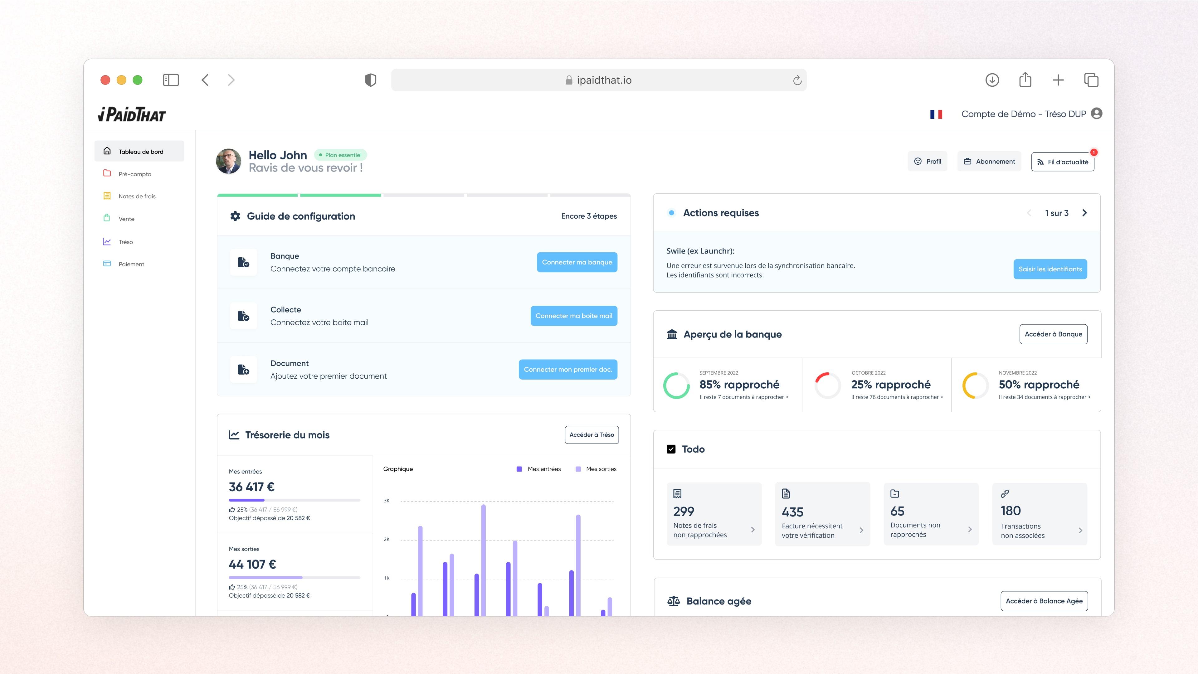 iPaidThat - Trésorerie - Dashboard iPaidThat