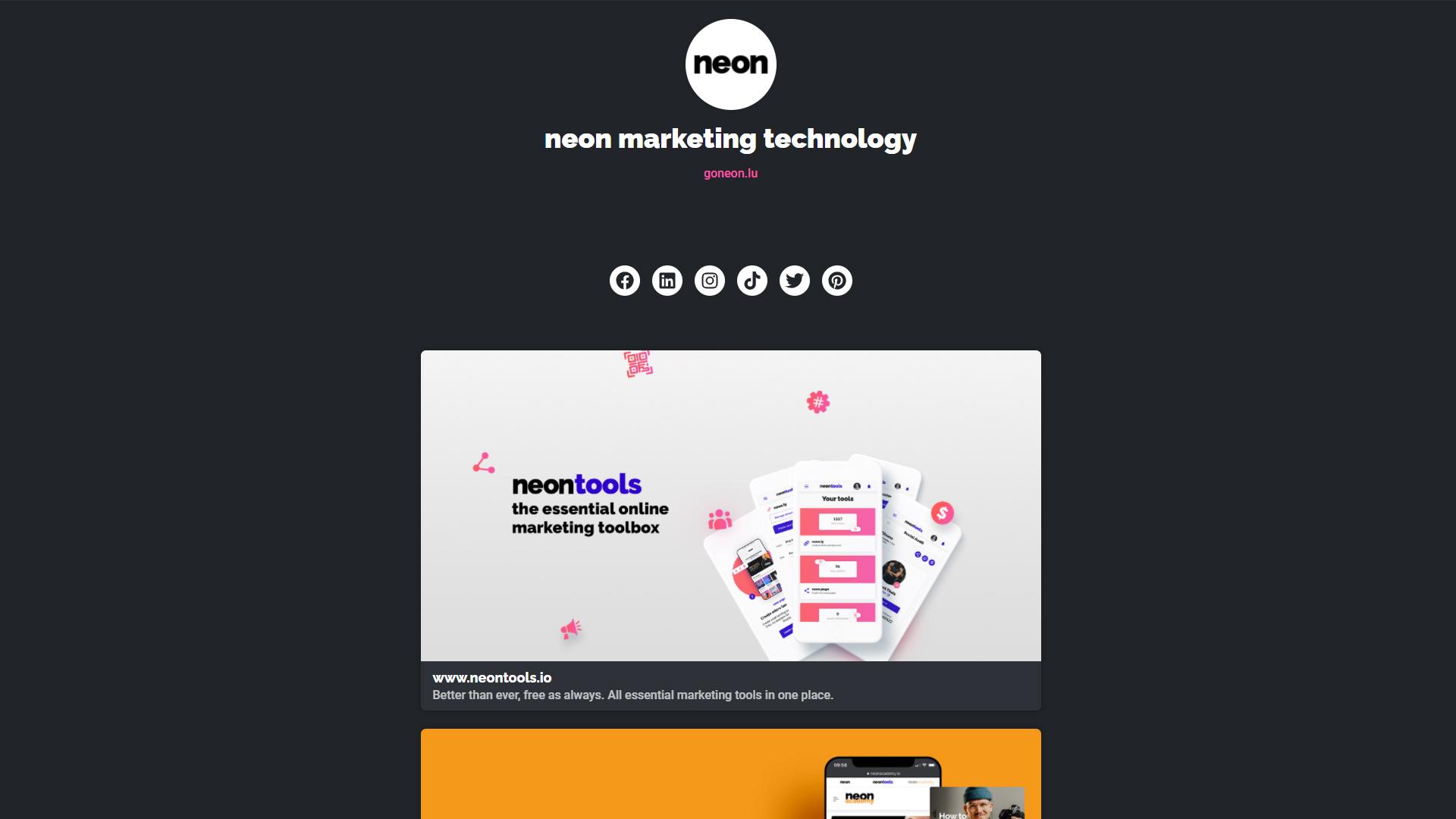 Neontools - Example of an neon.page micro-landingpage 1