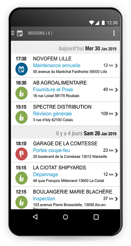 Big Change - Application mobile
Feuilles de travail
Formulaires de travail
Comptes rendus d'intervention
Prochaines missions