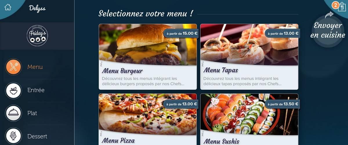 Avis Delyss : Menu sur tablette tactile - Appvizer