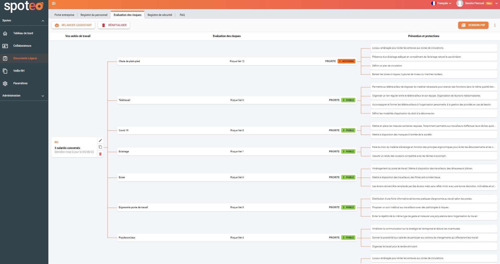 Spoteo - Un gain de temps et une conformité assurée !
Export du rapport complet en 1 clic.
Un assistant intégré qui vous guide pas à pas dans sa conception.
Impacte le bien-être de vos collaborateurs dans leur cadre de travail.