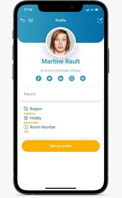 B3APP - Perfil de participante de B3APP en el móvil