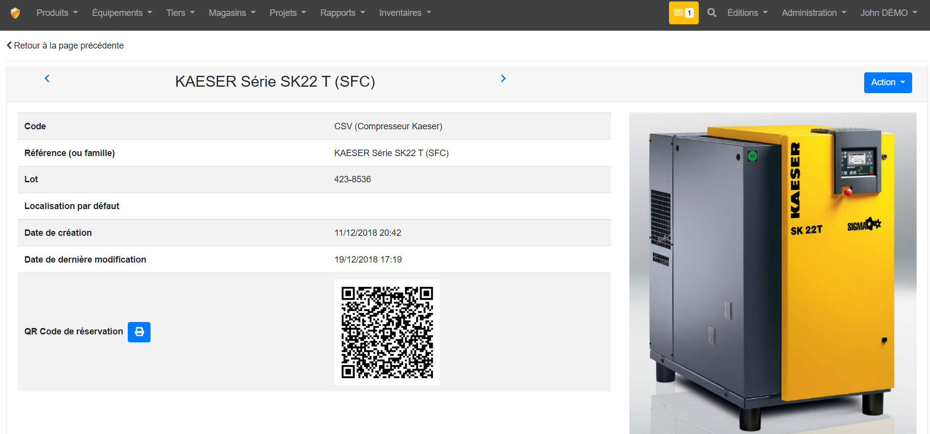 GSE-Web (Gestion de stock) - Scannez le QR Code de votre équipement pour voir les stocks existants