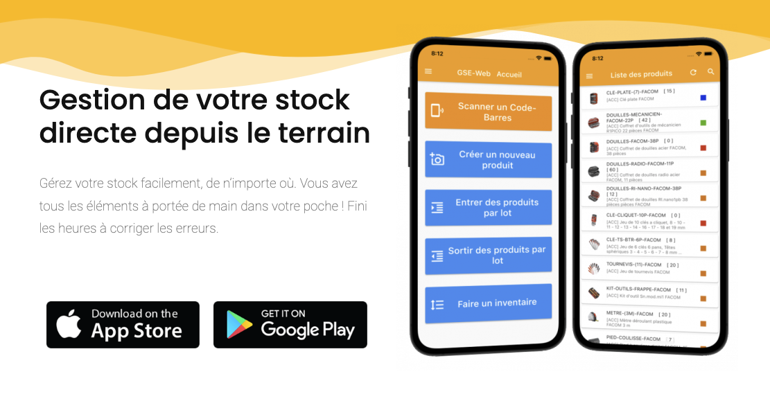 GSE-Web (Gestion de stock) - GSE-Web mobile application available on the App Store and the Google Play Store