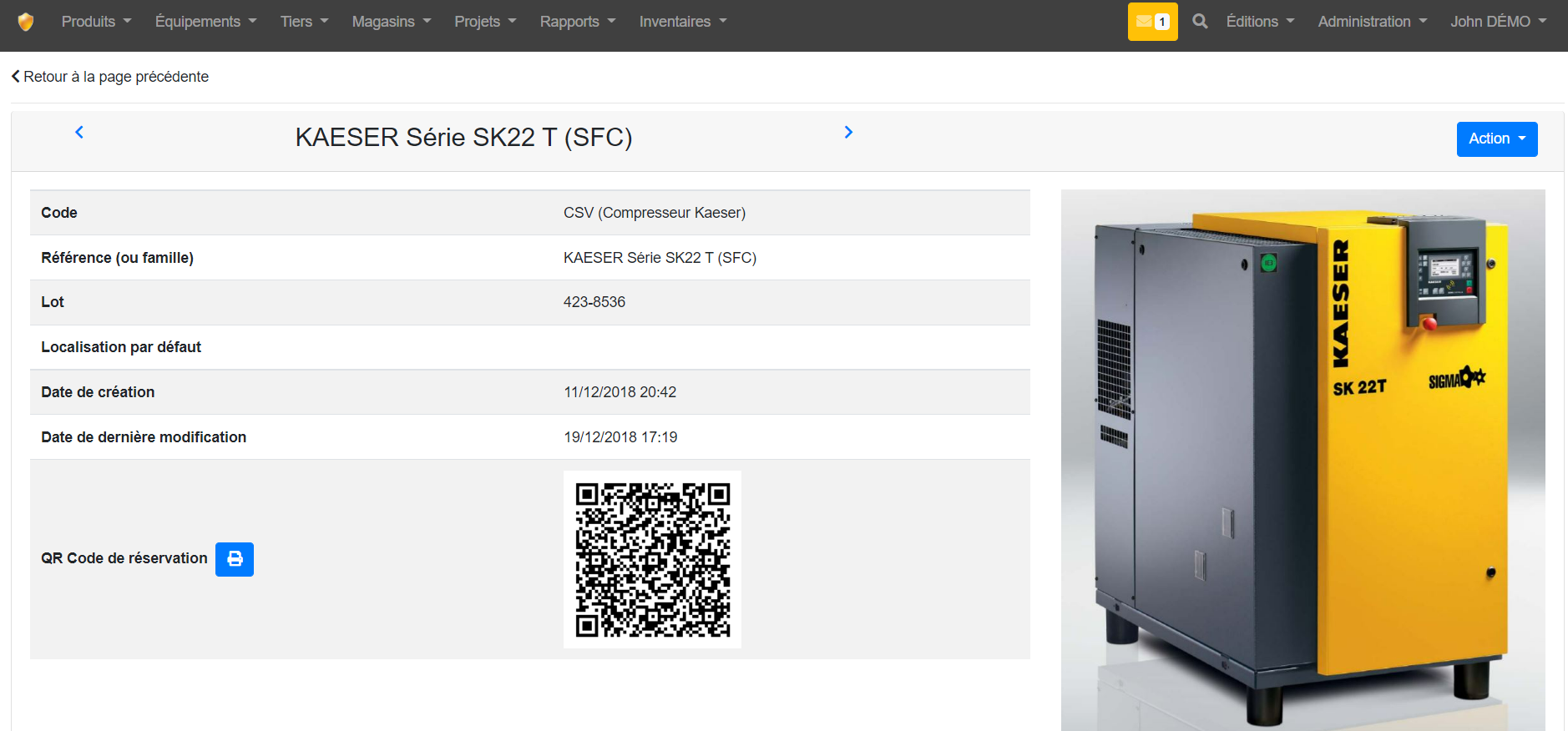 GSE-Web (Gestion de stock) - Scan the QR Code of your equipment to see the existing stocks