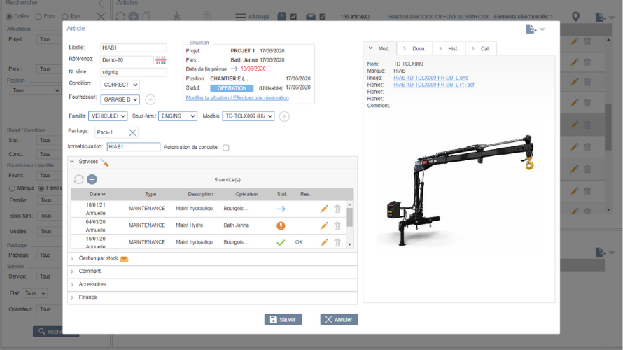 NavTrax - identification et suivi du cycle de vie de chaque matériel