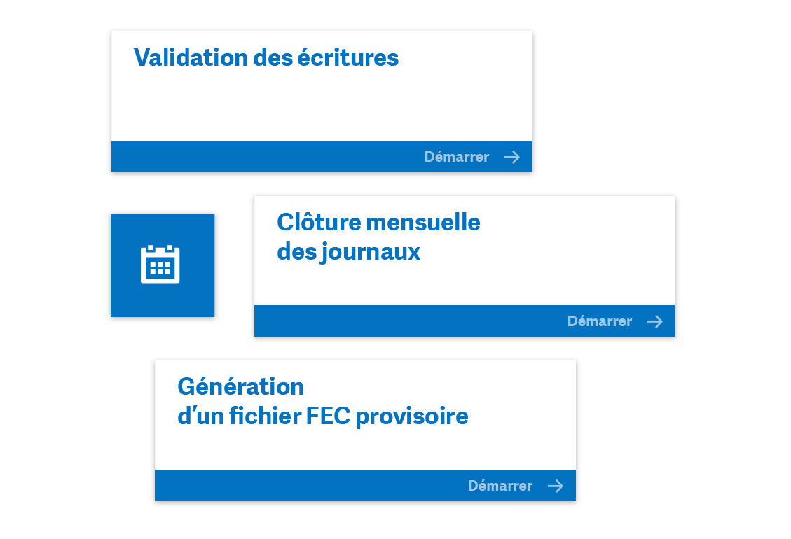 Sage Business Cloud Compta - Traitements périodiques
J'édite rapidement mes états comptables courants. Je réalise mes opérations périodiques en conformité : TVA, clôtures, FEC.