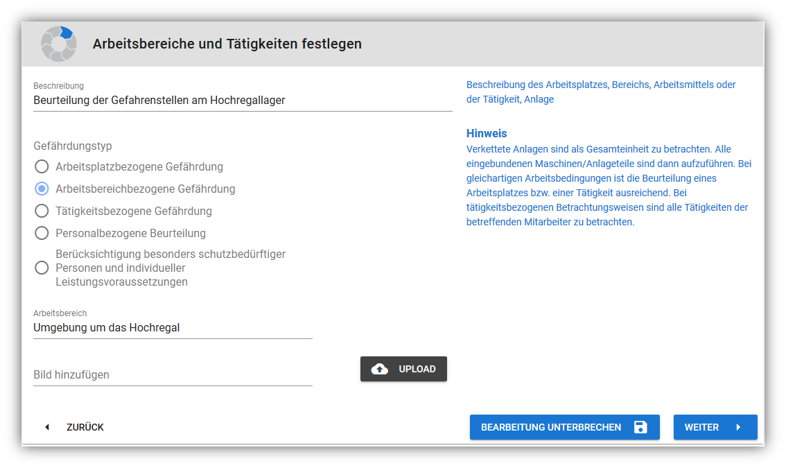 Gefährdungs-Manager - Einblicke in die Software