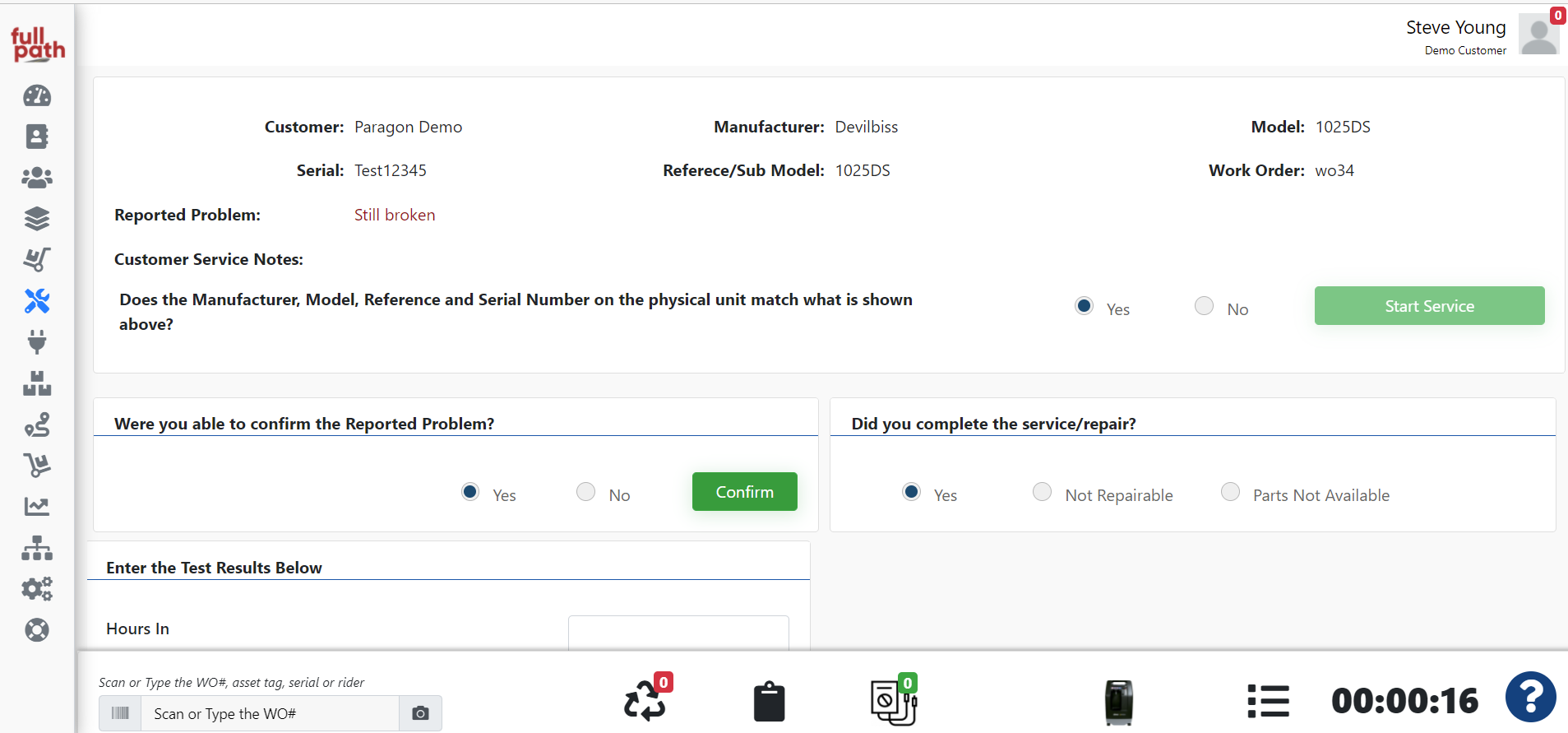 FullPath - Perform service on your equipment with a customizable service page. Nearly every aspect of this page can be tailored to the equipment being repaired.