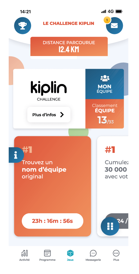 Kiplin - Le Challenge : une règle du jeu simple où les pas du quotidien vous permettent de monter dans le classement.