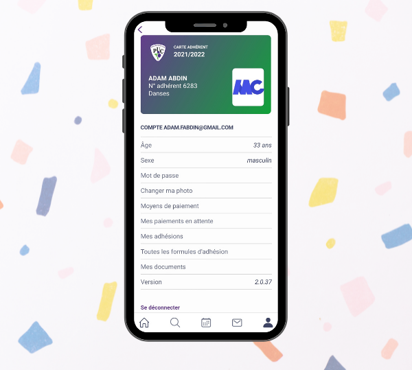 MonClub - Compte adhérent sur l'application