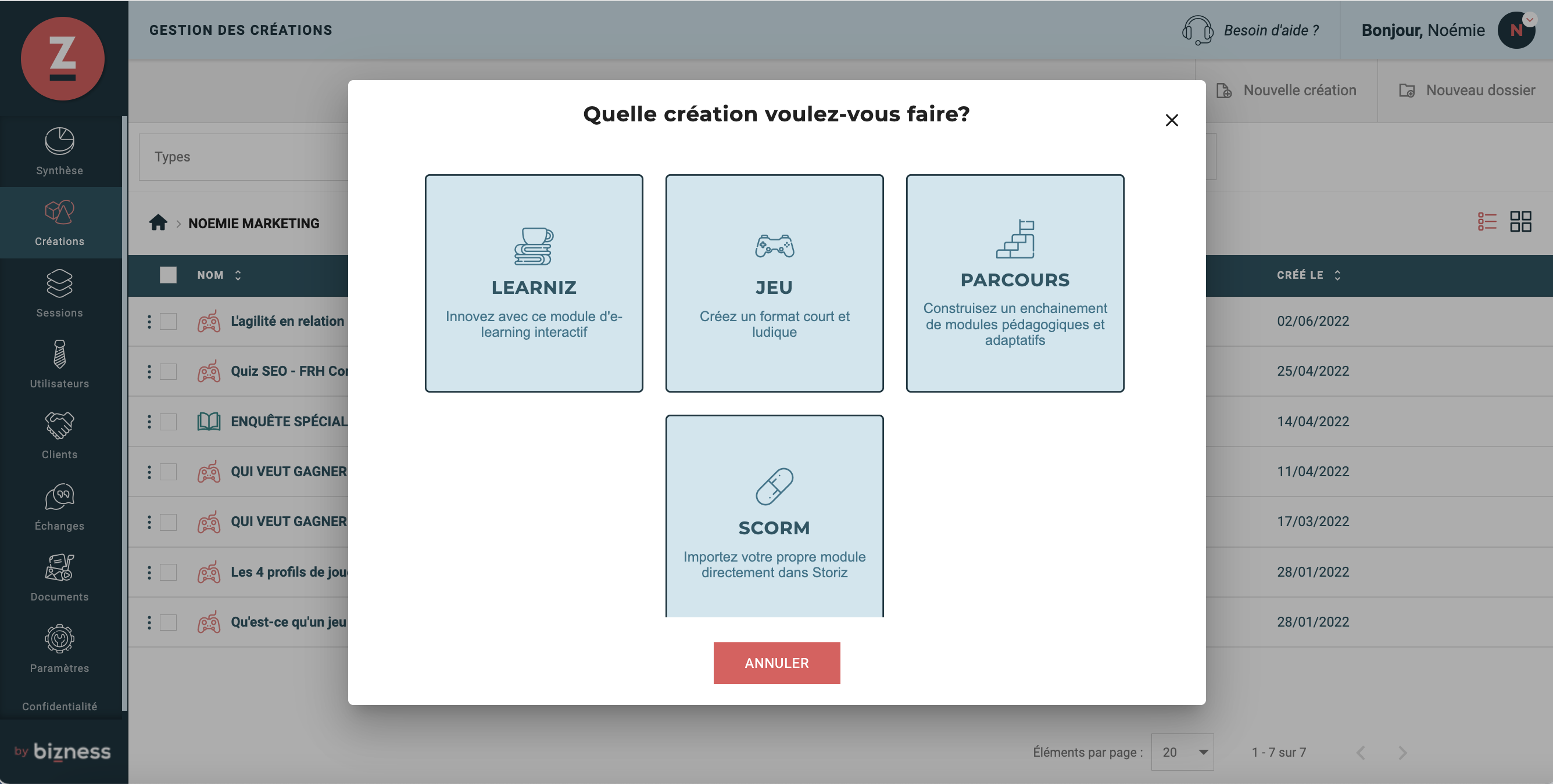 Storiz - Module de création