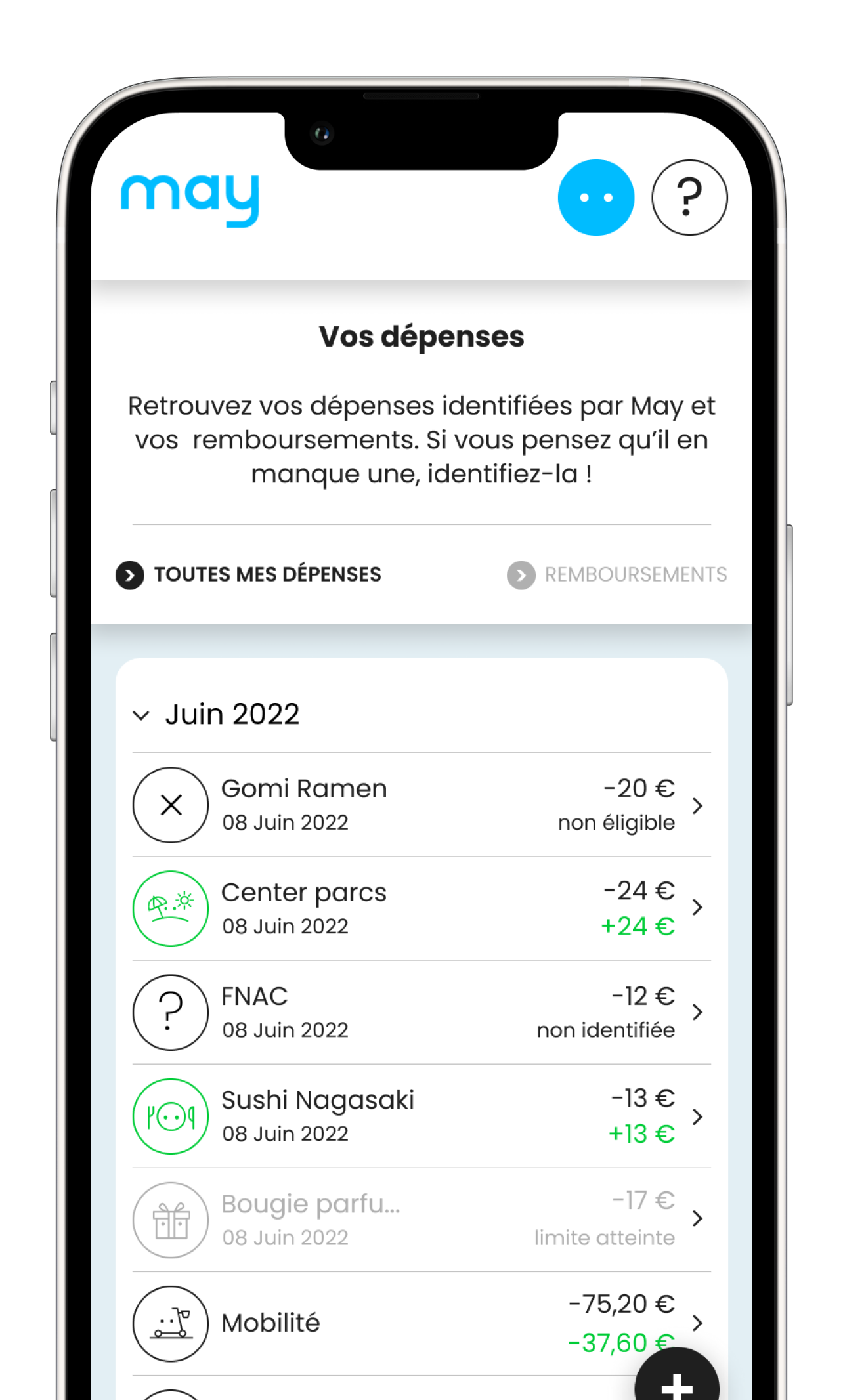 May - L'application permet le suivi du remboursement de ses transactions en temps réel