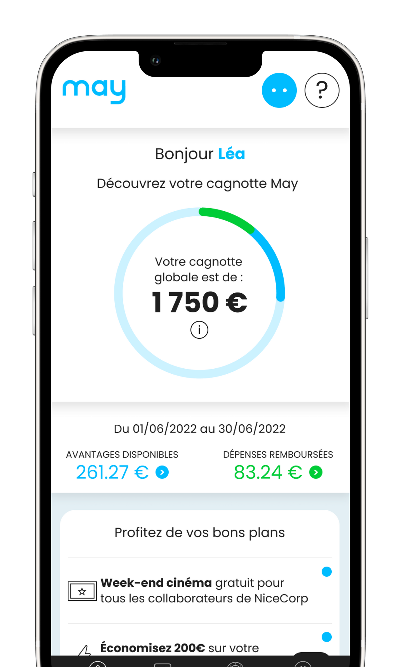 May - L'application permet de piloter ses avantages au quotidien