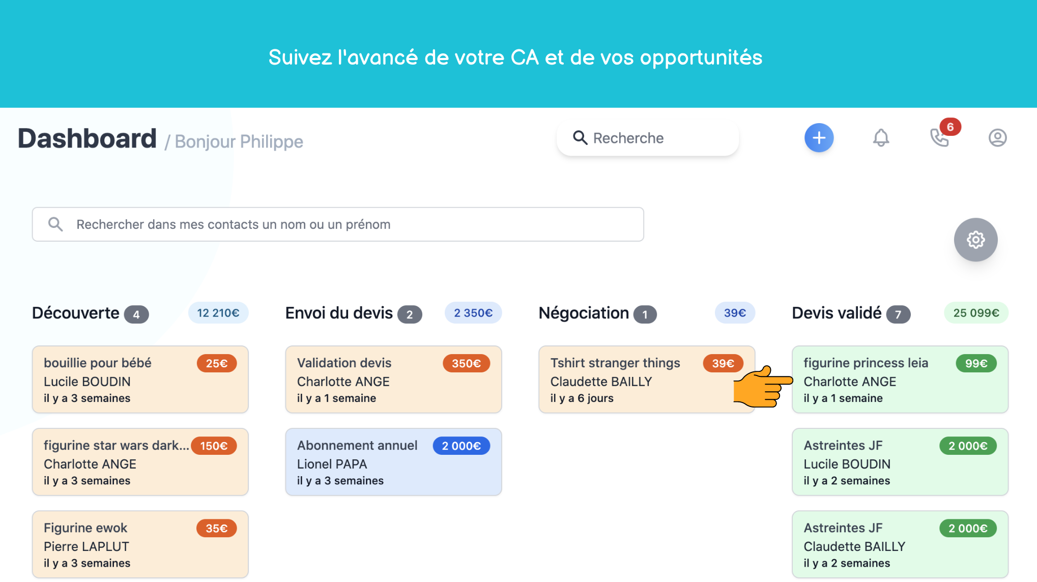 Jumpim - Suivez l'avancé de votre CA et de vos opportunités