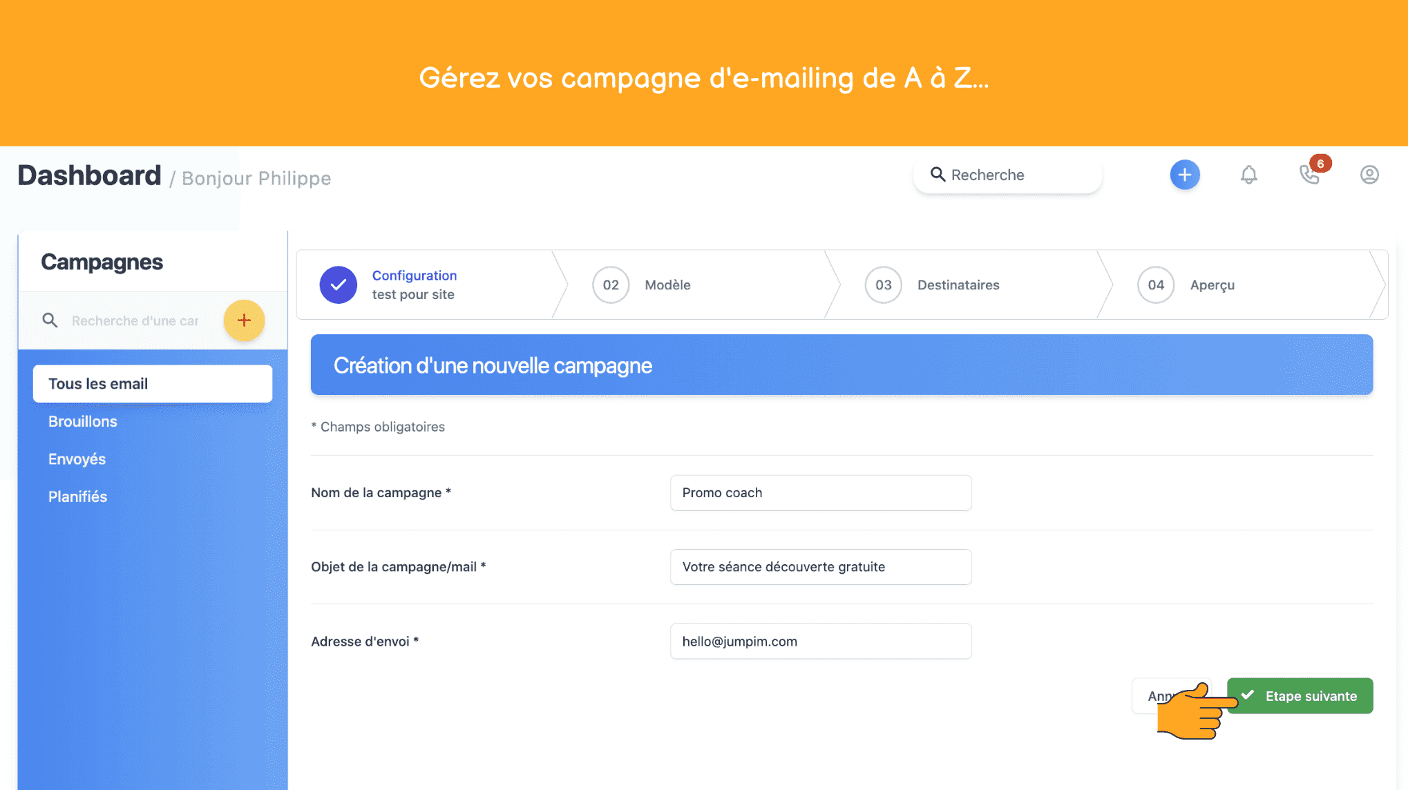 Jumpim - Gérez vos campagne d'e-mailing de A à Z...