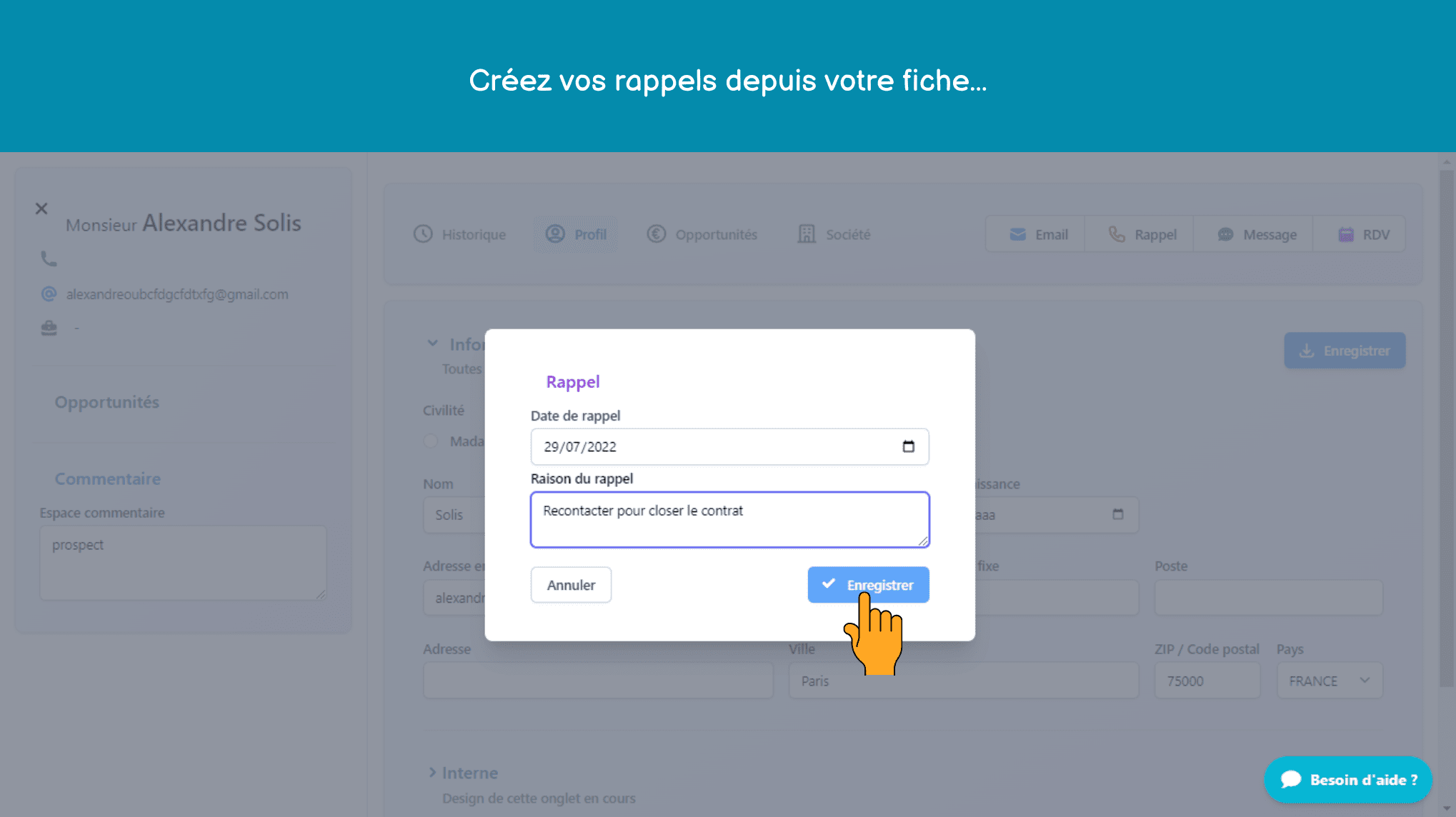 Jumpim - Créez vos rappels depuis votre fiche...