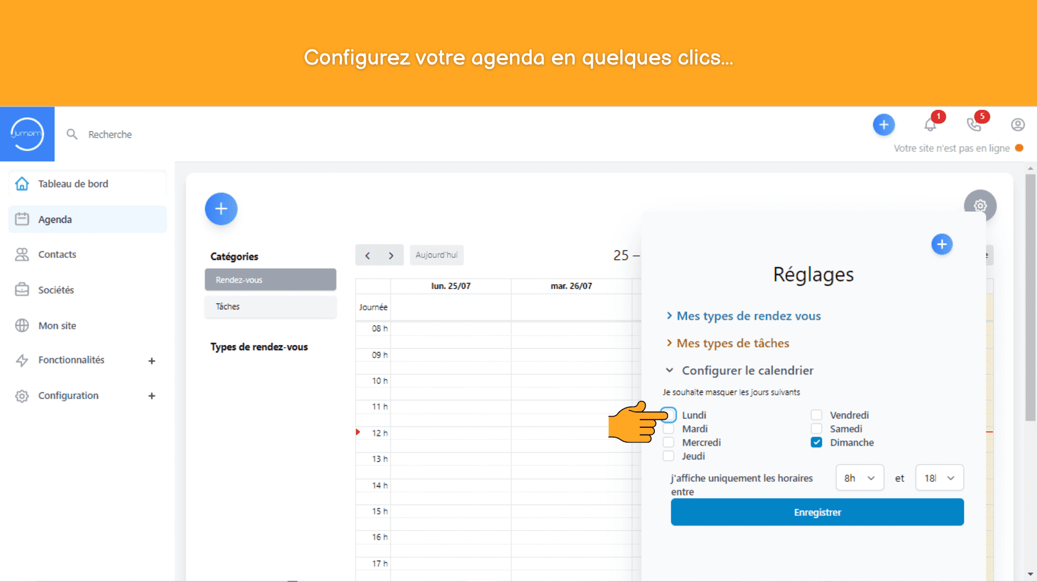 Jumpim - Configurez votre agenda en quelques clics...