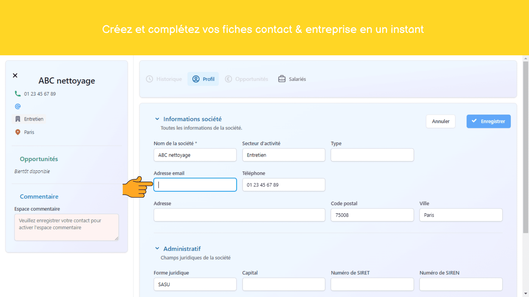 Jumpim - Créez et complétez vos fiches contact & entreprise en un instant