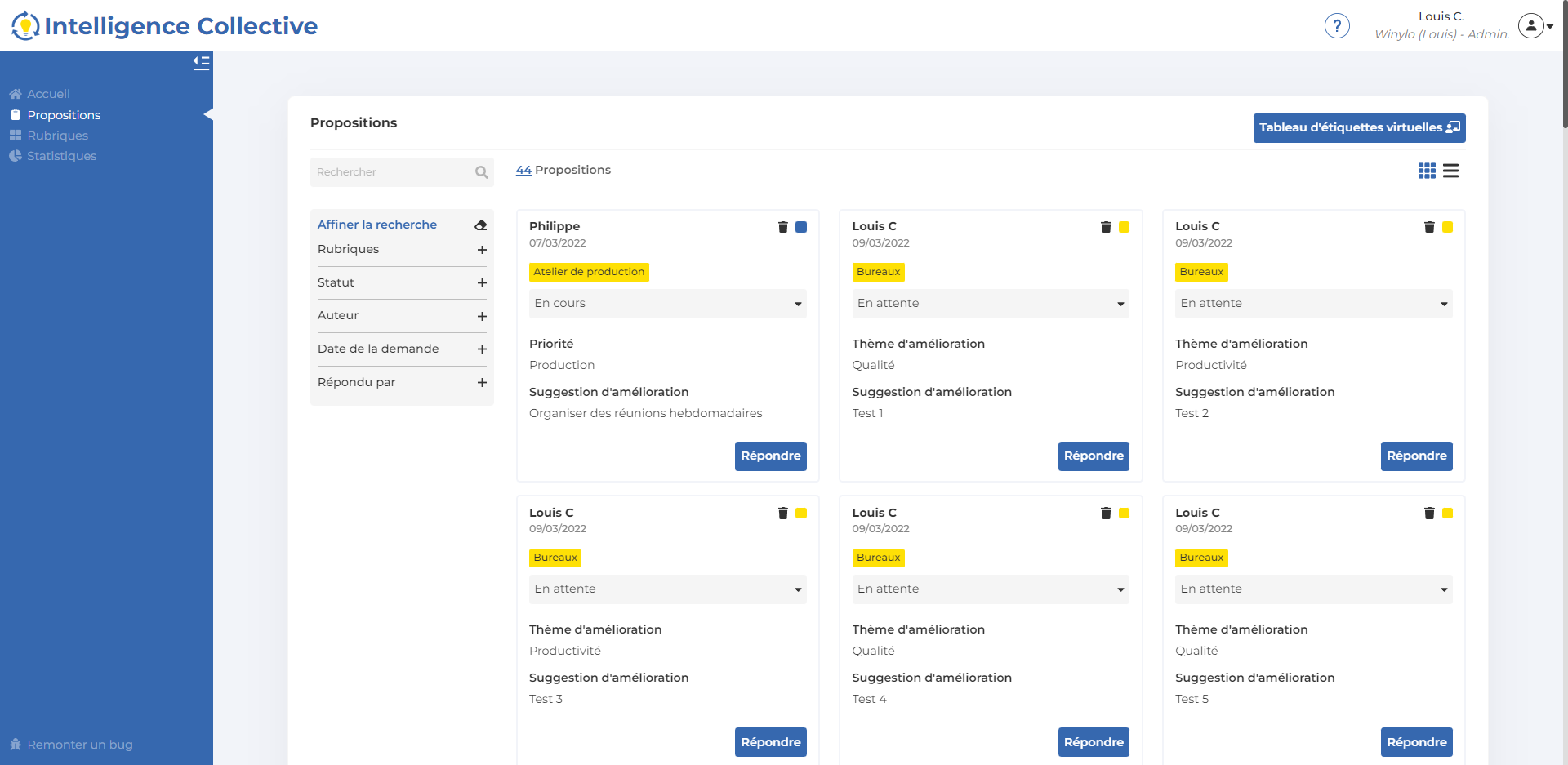 Winylo - Notre application d'Intelligence Collective pour automatiser la remontée d'idée depuis le terrain et faites participer toute l'entreprise.