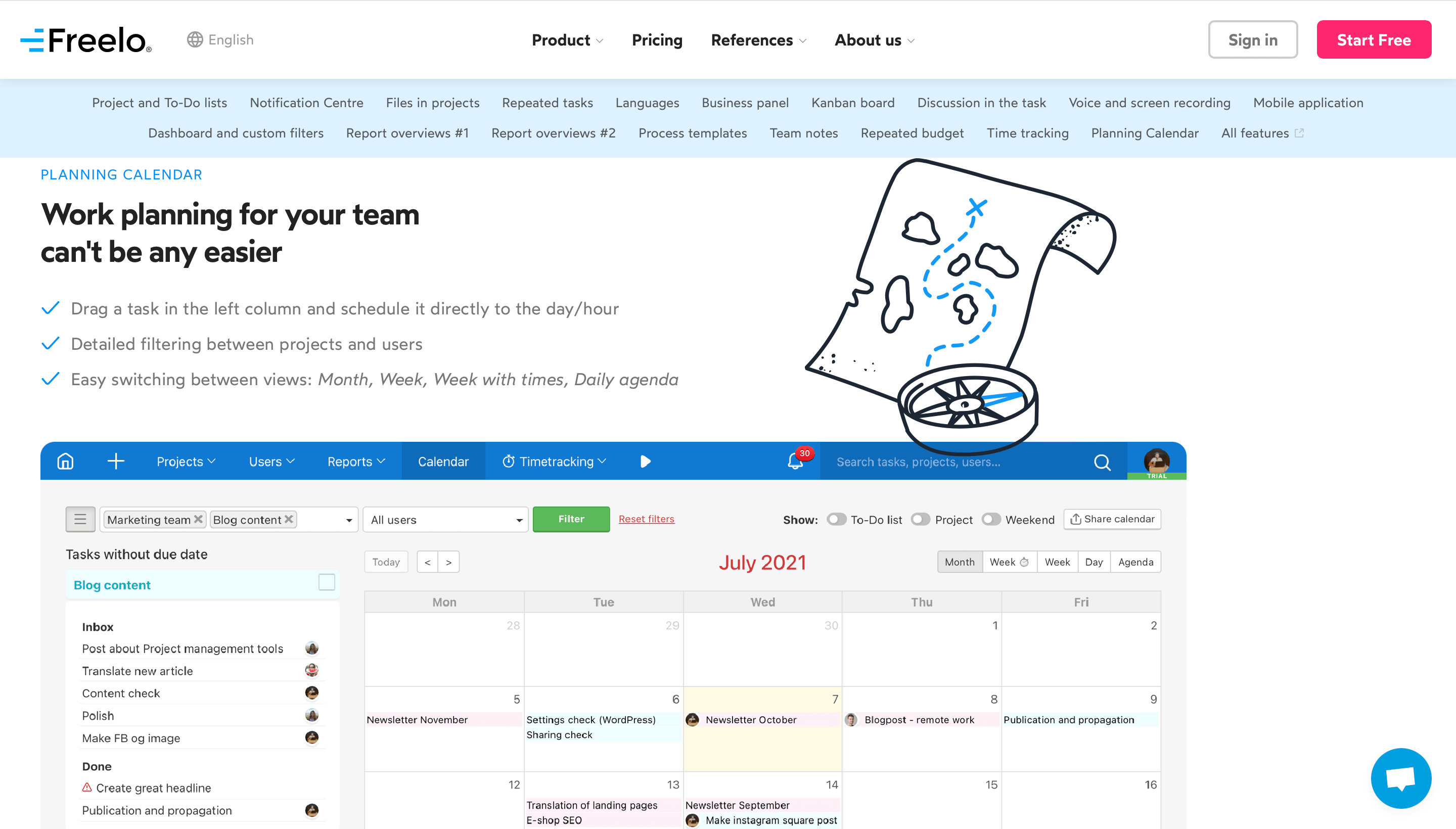 Freelo.io - Planning Calendar