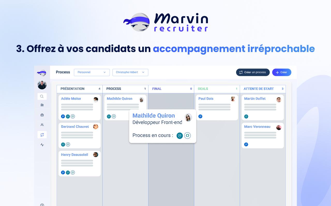 Marvin Recruiter - Un tableau des process clair pour un accompagnement personnalisé