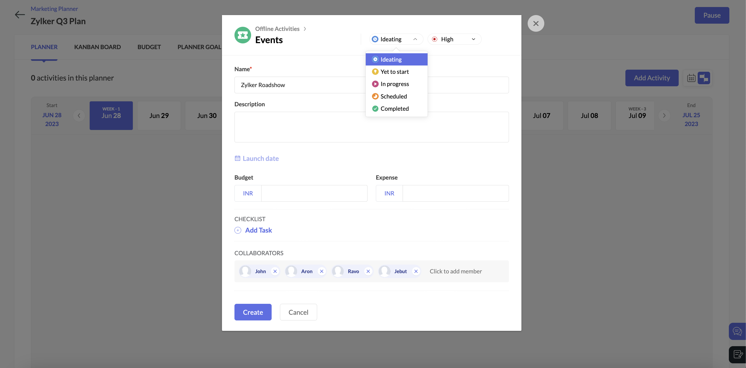 Zoho Marketing Automation - Ideate, build, execute and measure your entire marketing plan from a single place. Set Goals with objectives, assign budget for tasks, collaborate with team members, and run planned executions for your marketing strategy. Plus measure ROI and key metrics.