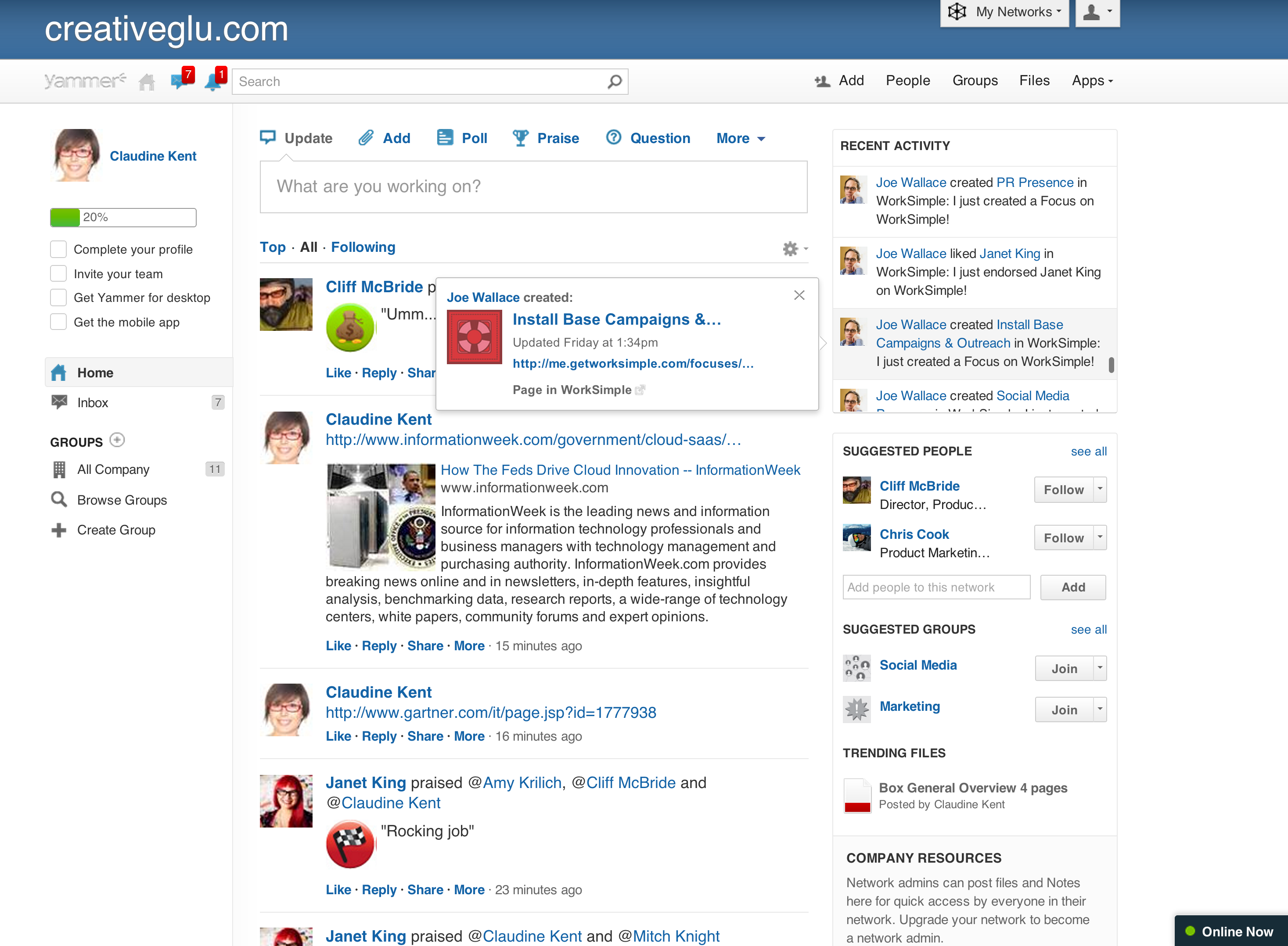 Yammer - Yammer: Fil d'actualités, Intranet & Communauté, Gestionnaire de tâches