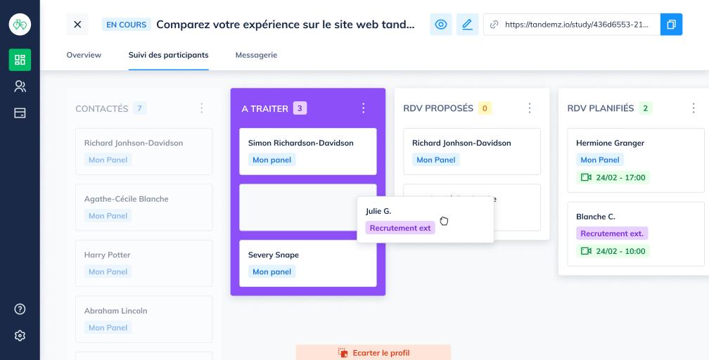 Tandemz - Sélectionnez les participants que vous voulez rencontrer parmi les proposition faites par l'algorythme