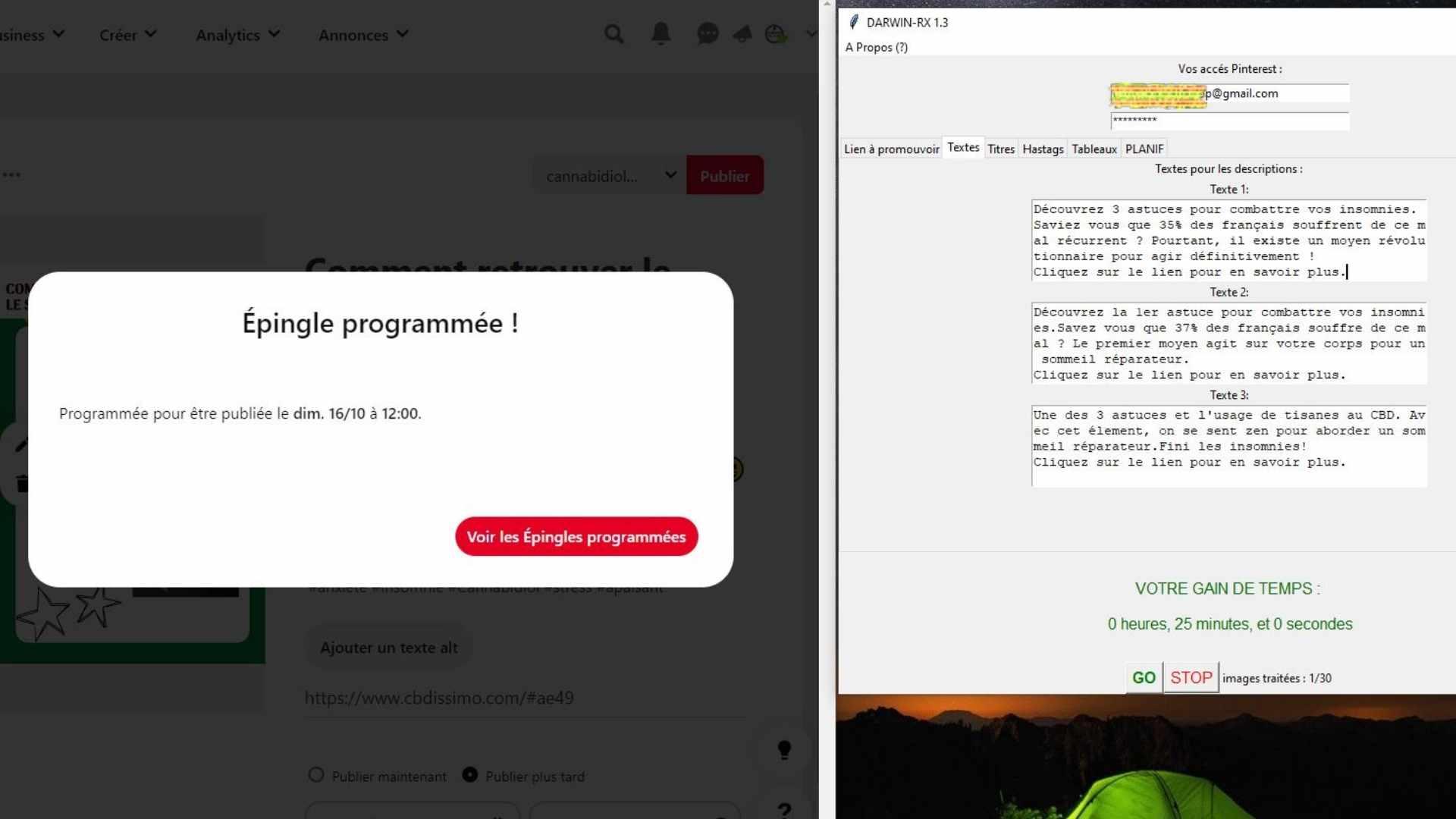 DarwinRX - Darwin-RX peut planifier en automatique vos épingles sur Pinterest.