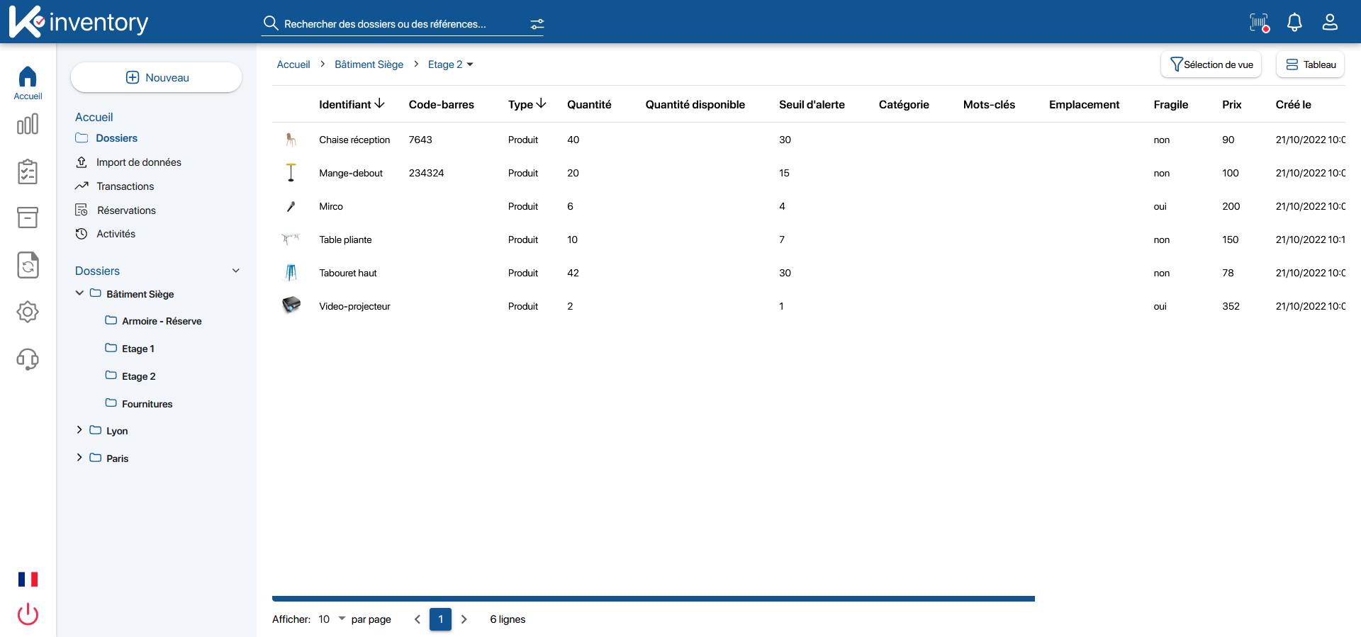 K inventory - Une vue globale de vos dossiers, une gestion multisites, une interface qui répond à vos spécificités !