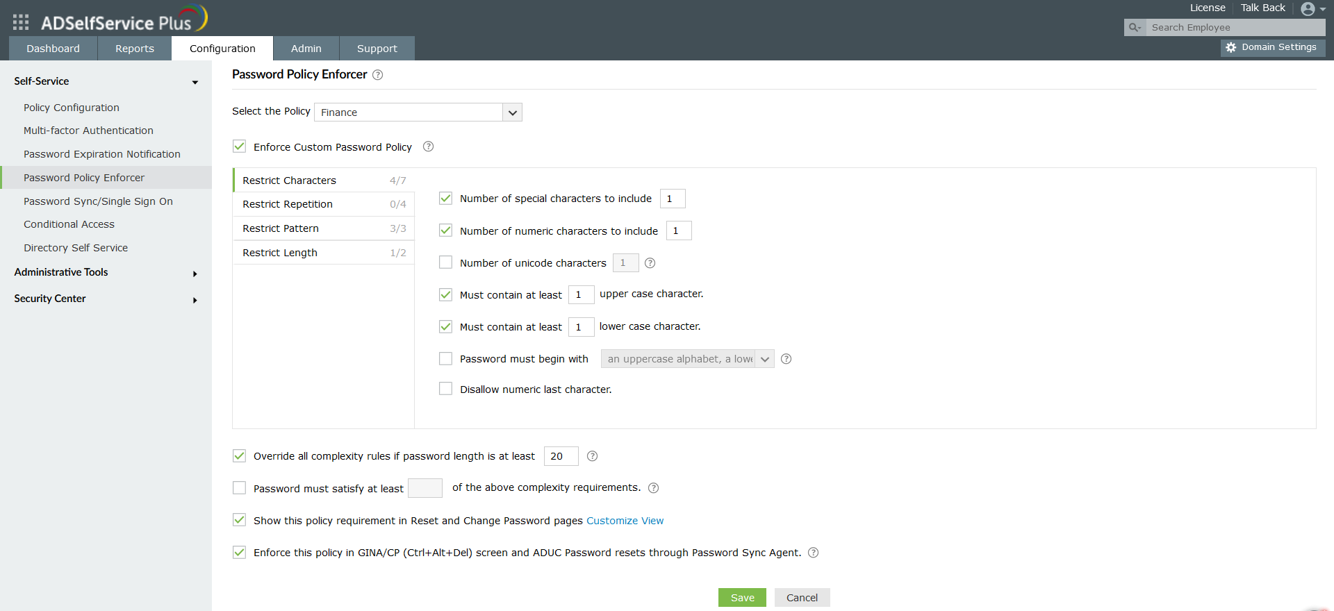 ManageEngine ADSelfServicePlus - Help users set strong passwords with advanced password policy controls.