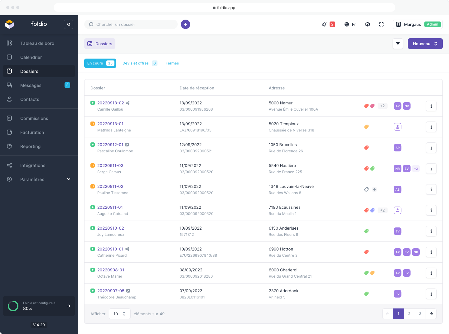 Foldio - Overview of folders and their status