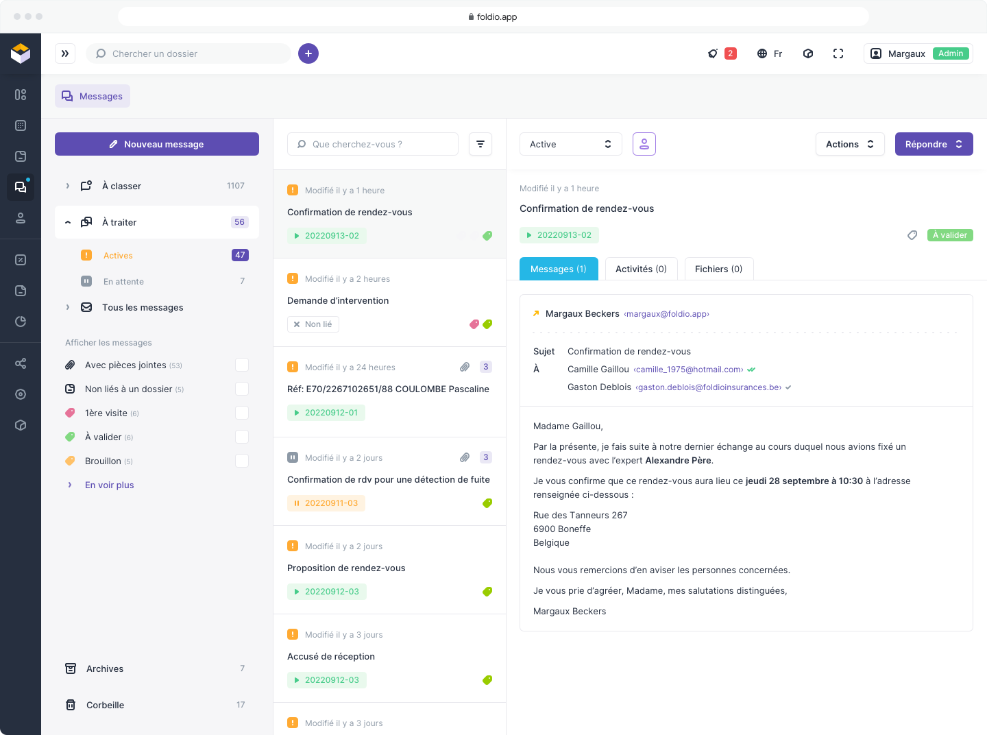 Foldio - Centralisation of case-related emails