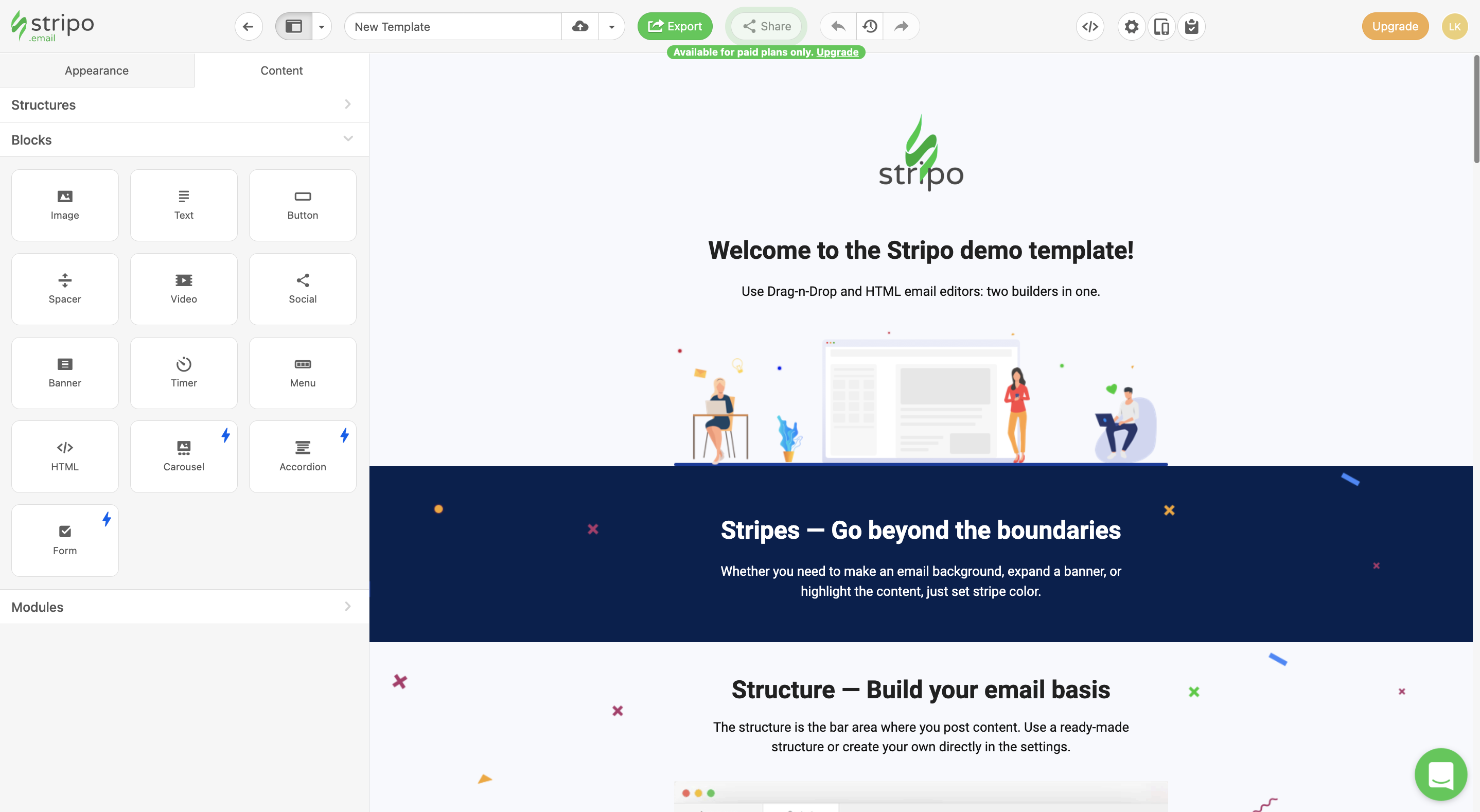 Stripo.email - Free of any time restrictions and without any financial obligations