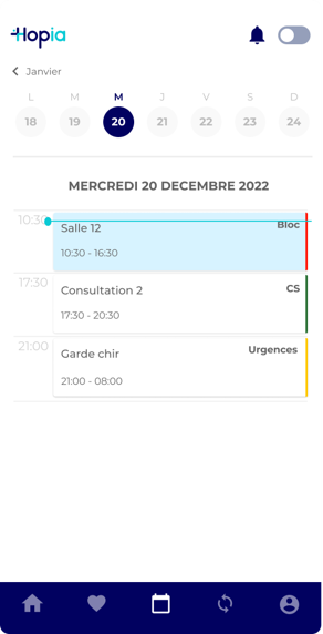 Hopia - Application mobile Hopia - planning médical et paramédical
