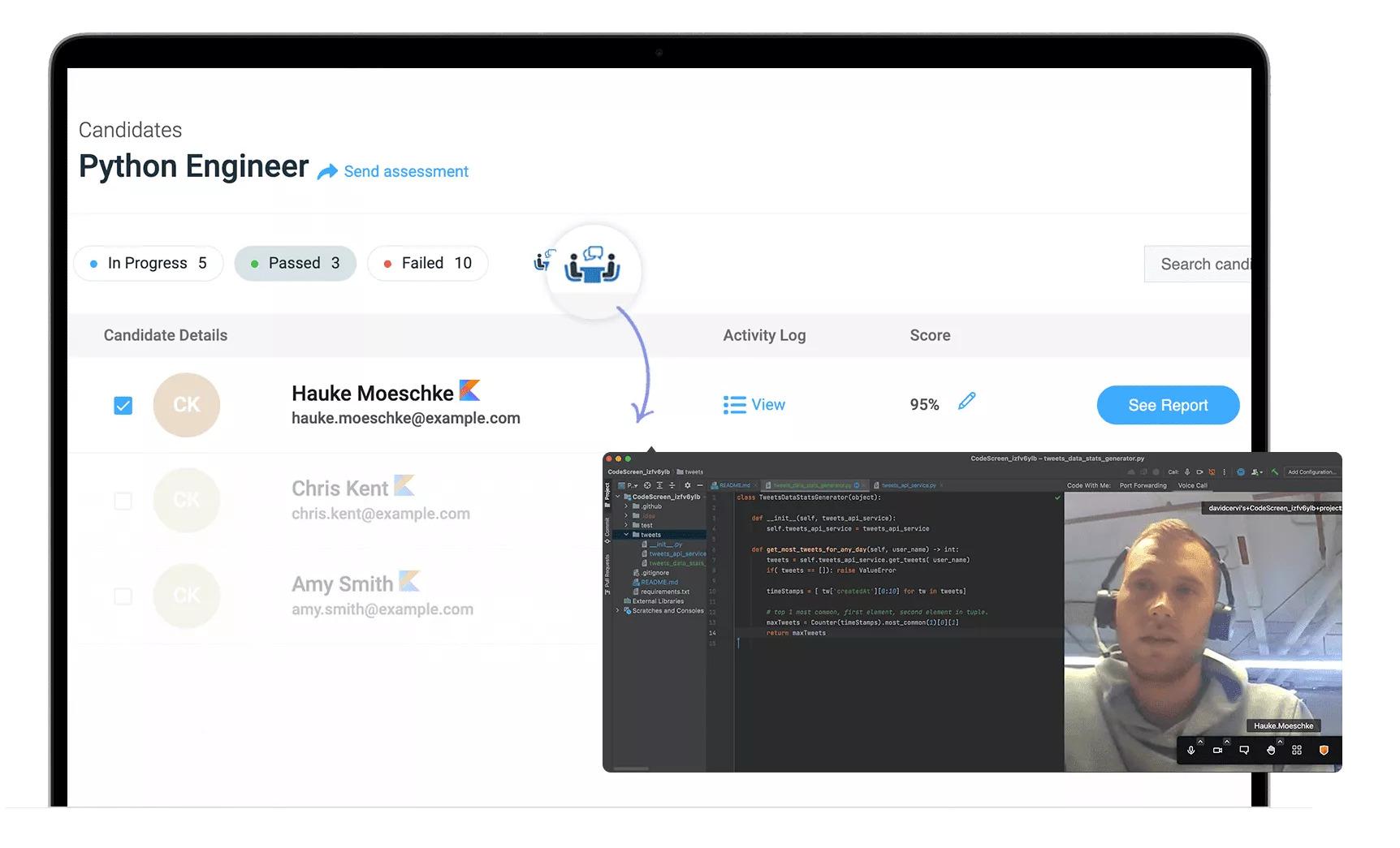 CodeScreen - Live Coding with Context: Have Live Coding Interviews in CodeScreen with the most promising candidates.