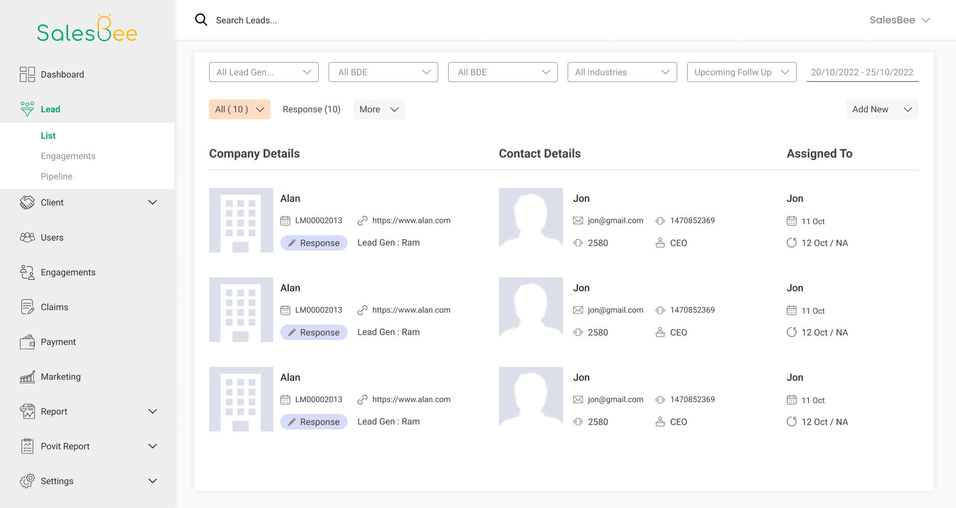 SalesBee - Leads Management