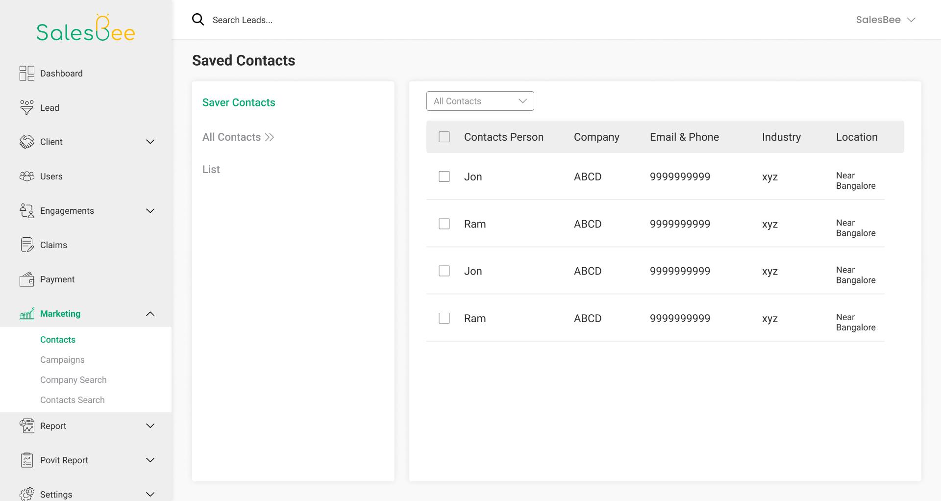 SalesBee - Contacts Management