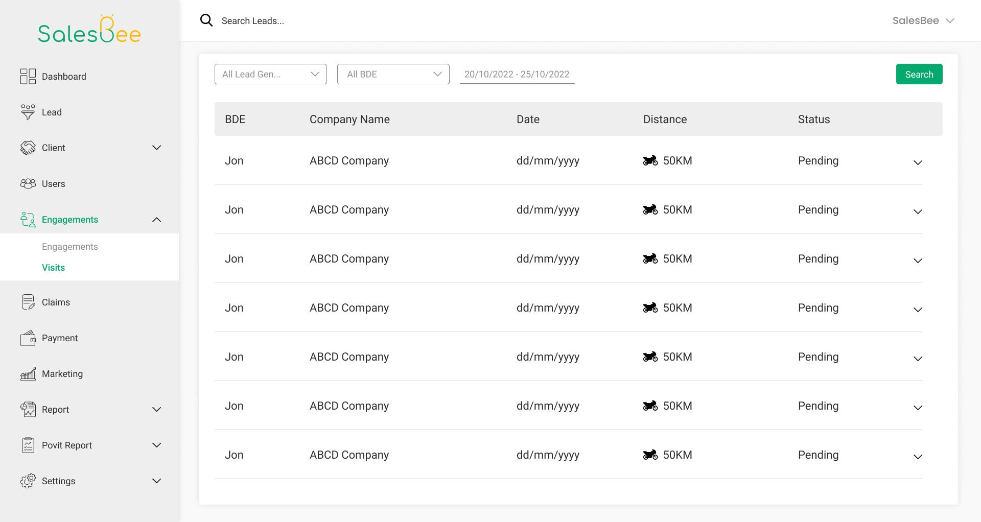 SalesBee - Engagements