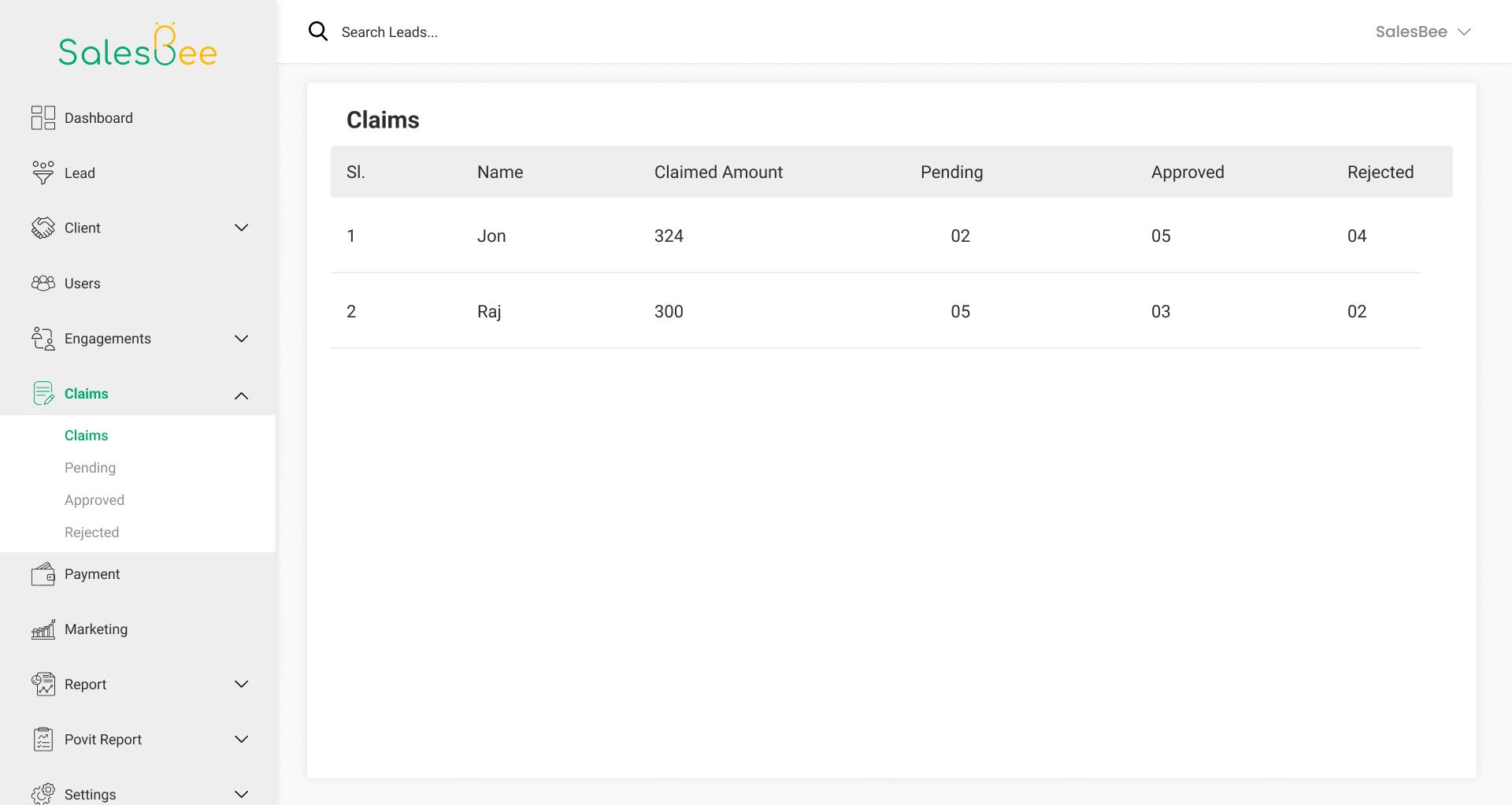 SalesBee - Claims