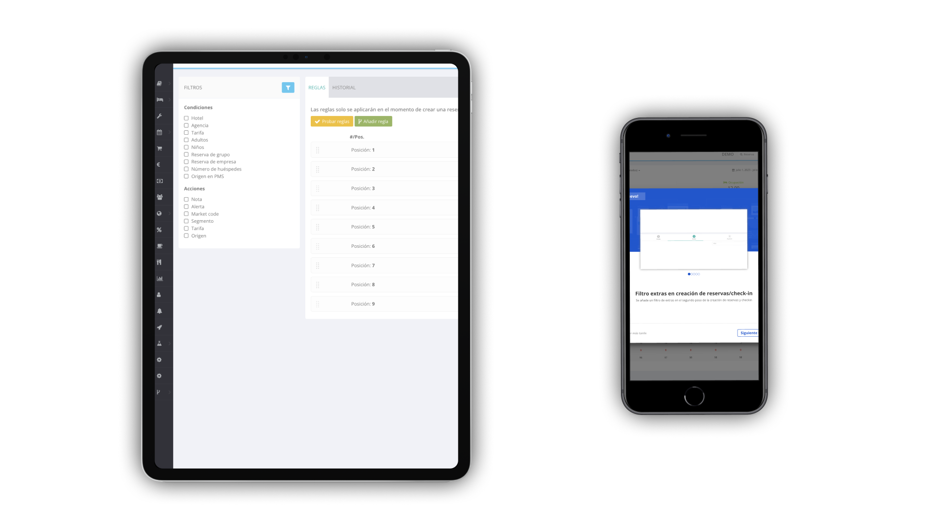 Lean Hotel System PMS - Multi-device - Automations Rules and News view.