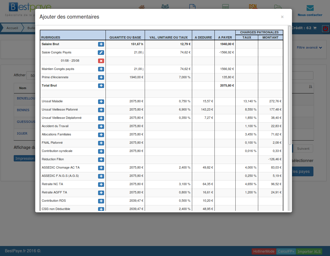 BestPaye - Ajouter des commentaires sur les fiches de paie