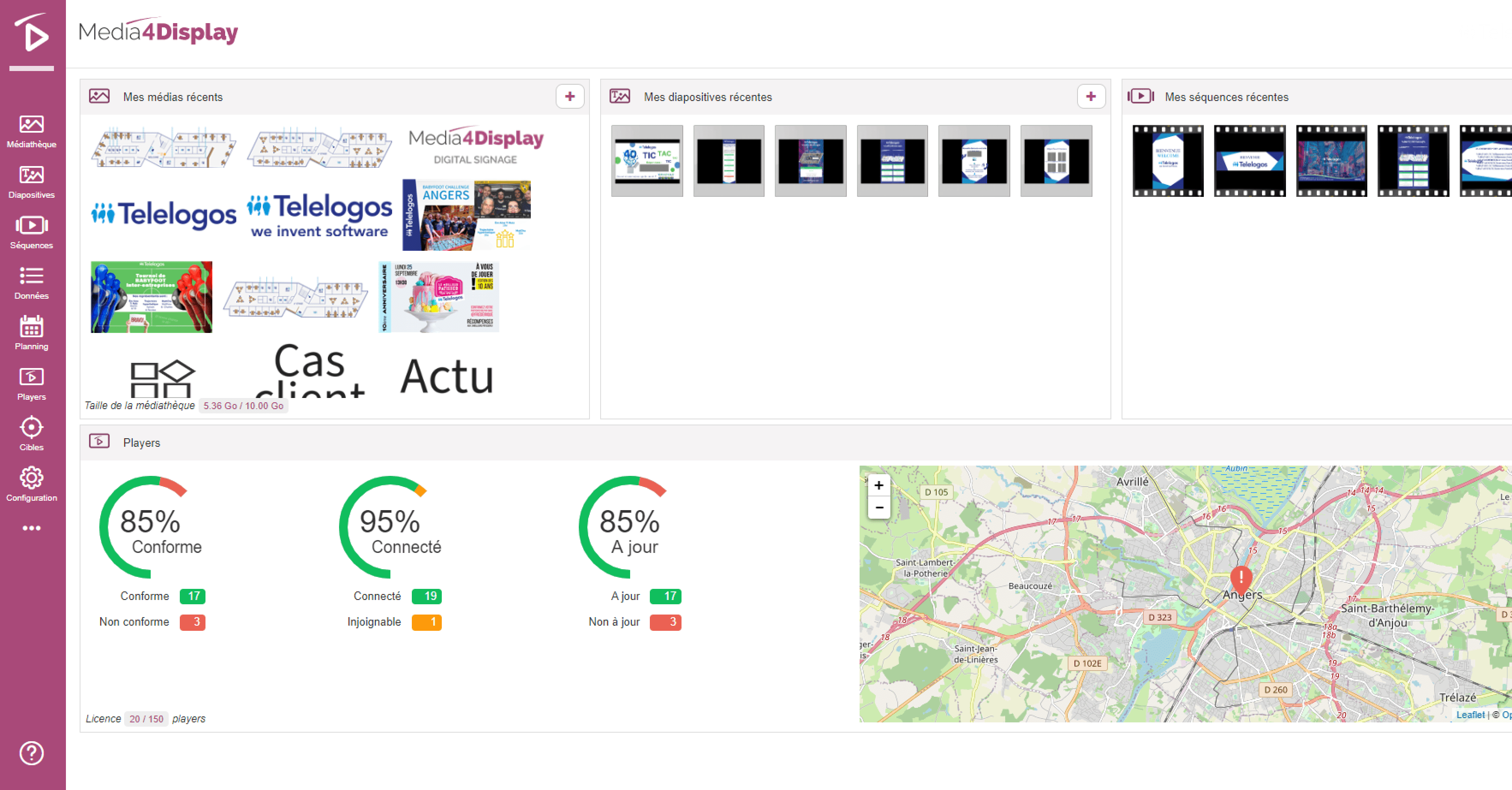 Media4Display - Home page and analytics