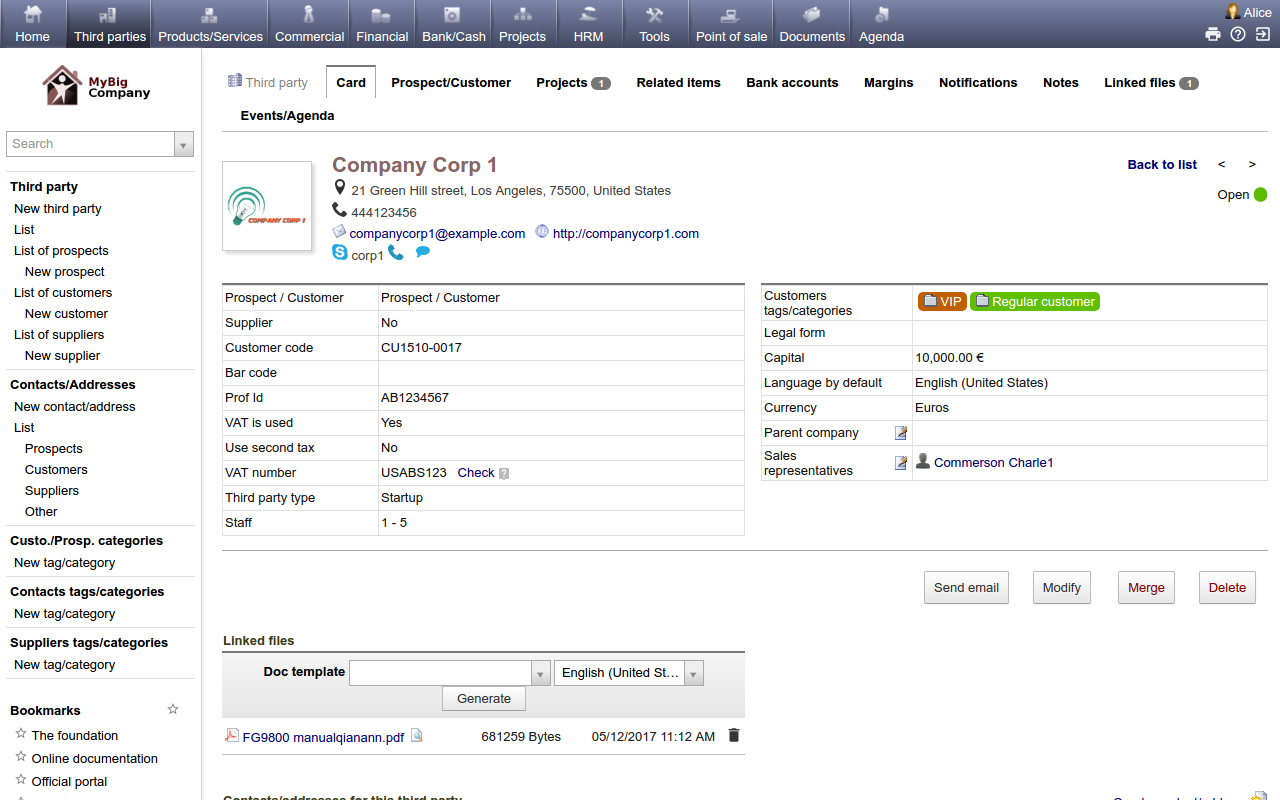 Dolibarr ERP CRM - Screenshot 1