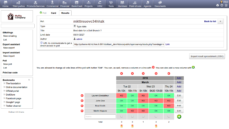 Dolibarr ERP CRM - Sondages